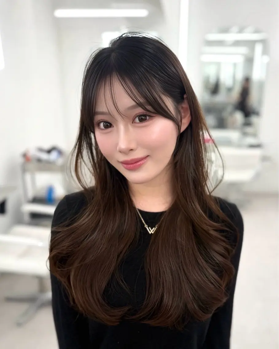 セミロング 顔周りカット 韓国風ヘア レイヤーカット カット ヘアカラー トリートメント ヘッドスパ ヘアセット 前髪顔まわりカット 🌈中村海聖のヘアスタイル