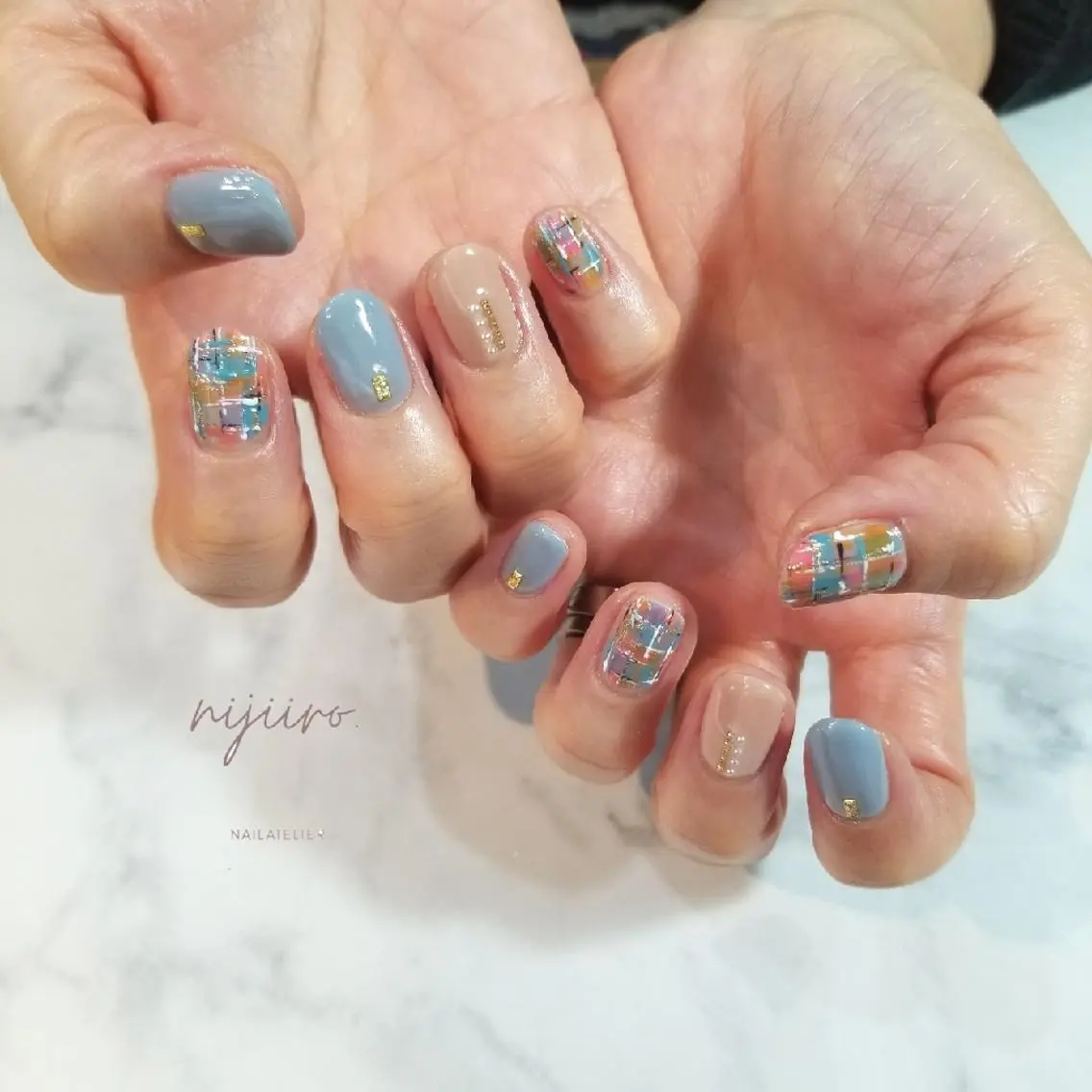 ネイル ツイードネイル ハンドネイル nijiiro🌈 サトウのネイルデザイン