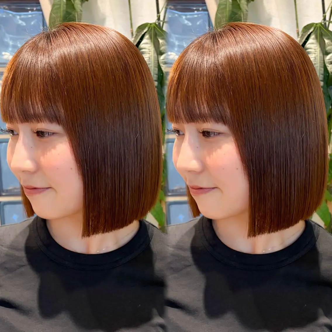 ミディアム カラー 縮毛矯正 カット ヘアカラー 縮毛矯正 トリートメント ♥️ボブ縮毛矯正/暖 色/minami♥️のヘアスタイル