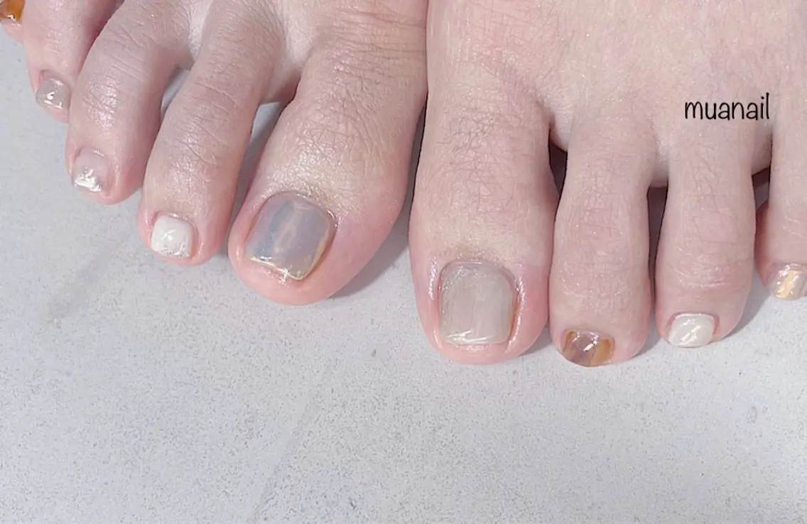 ネイル ブルー フットネイル 春ネイル フットネイル mua nail mikiのネイルデザイン
