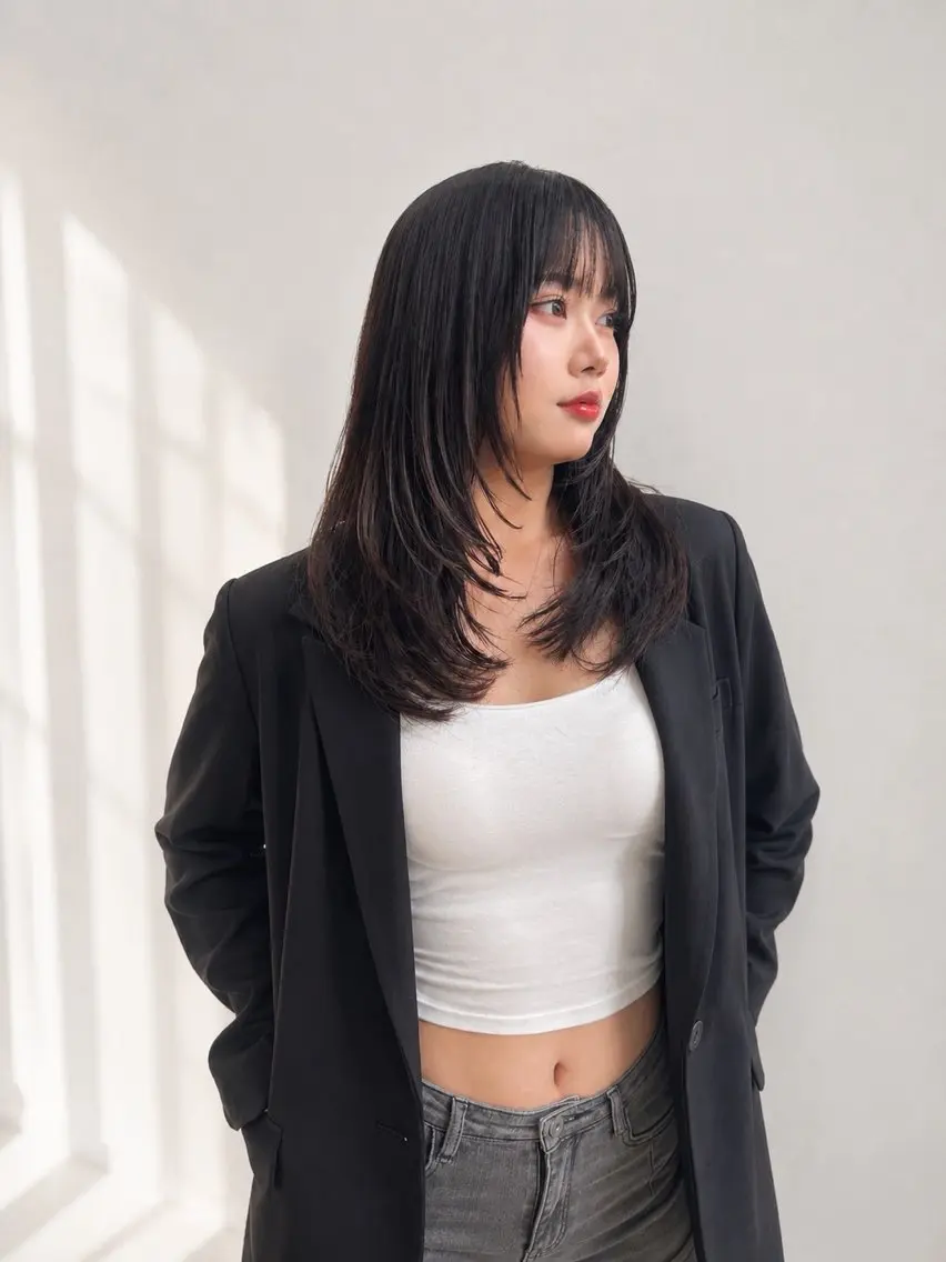 ロング カラー レイヤーカット カット ヘアカラー トリートメント 城 慎太郎のヘアスタイル