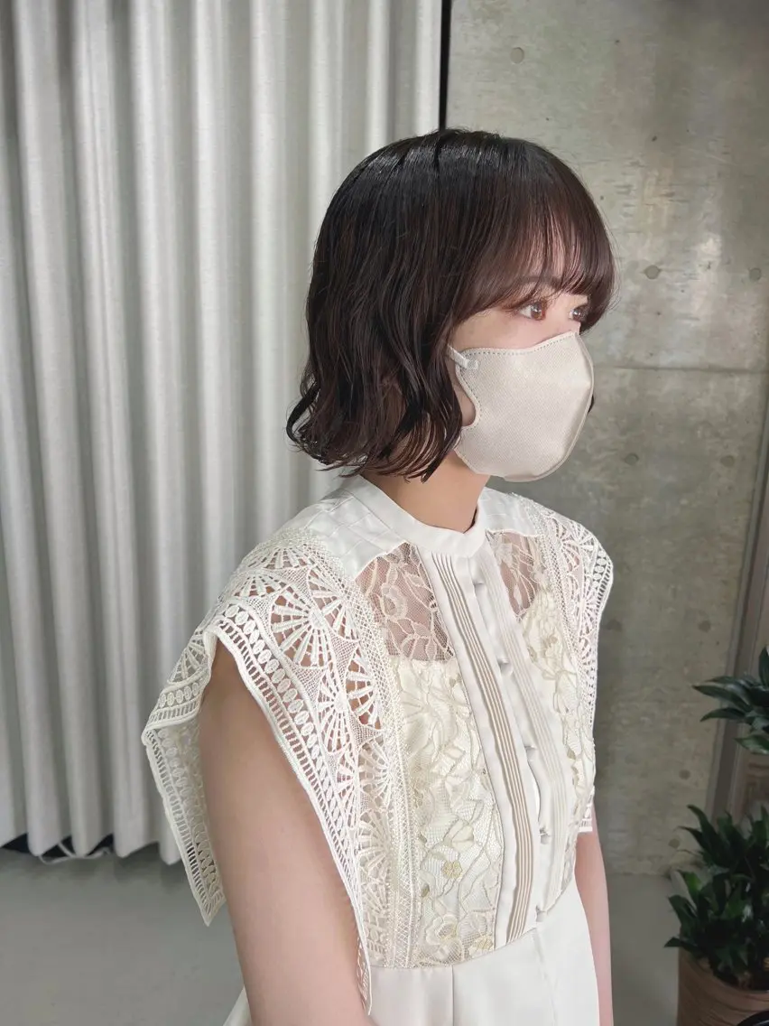 ショート パーマ カット パーマ トリートメント ボブパーマコテ巻き風 パーマNo1深江秀平のヘアスタイル