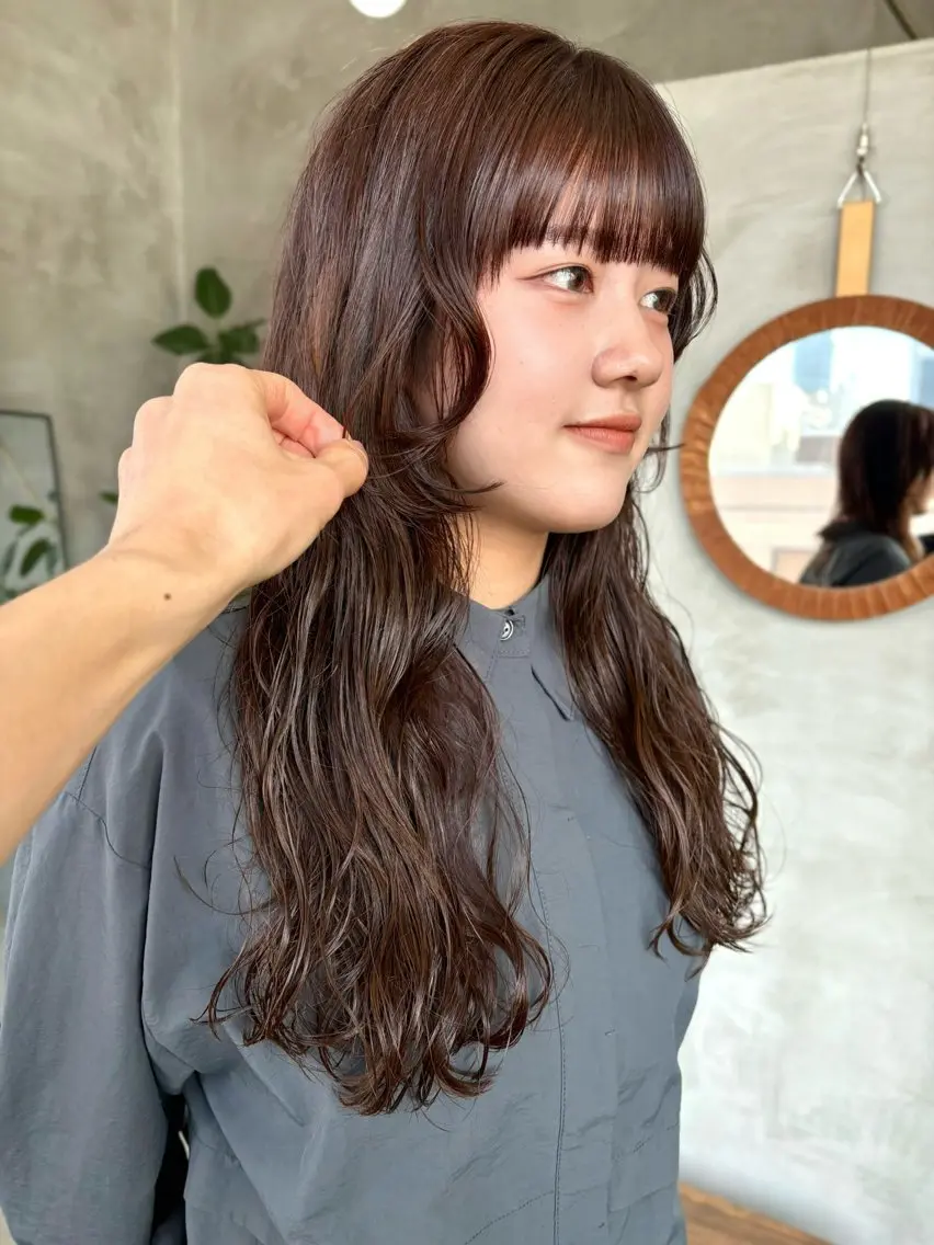 セミロング パーマ セミロングパーマ 顔まわりレイヤー レイヤーカット カット パーマ トリートメント tetohair 森田浩平のヘアスタイル