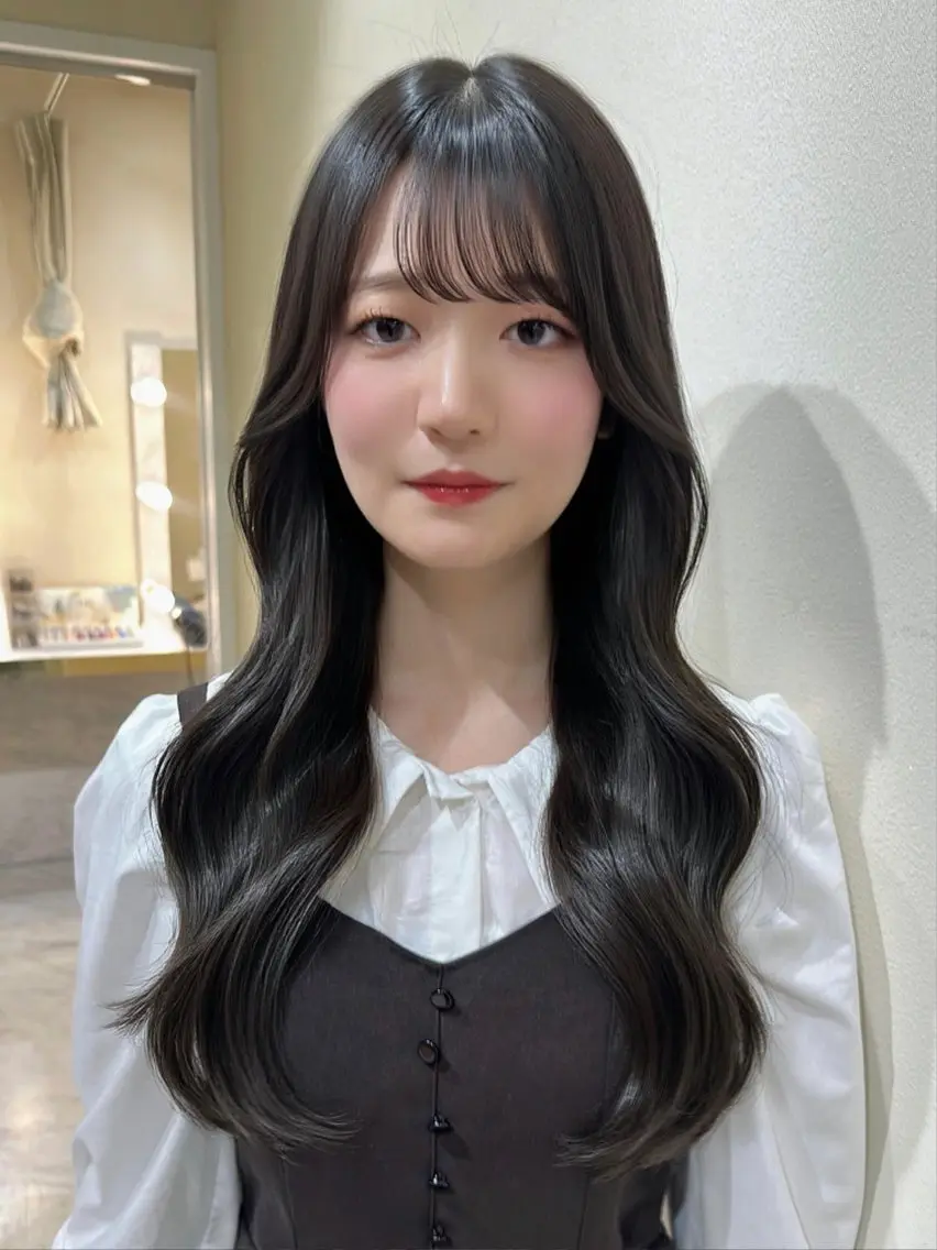 ロング カラー カット ヘアカラー トリートメント mako 韓国ヘア 🇰🇷まつパのヘアスタイル