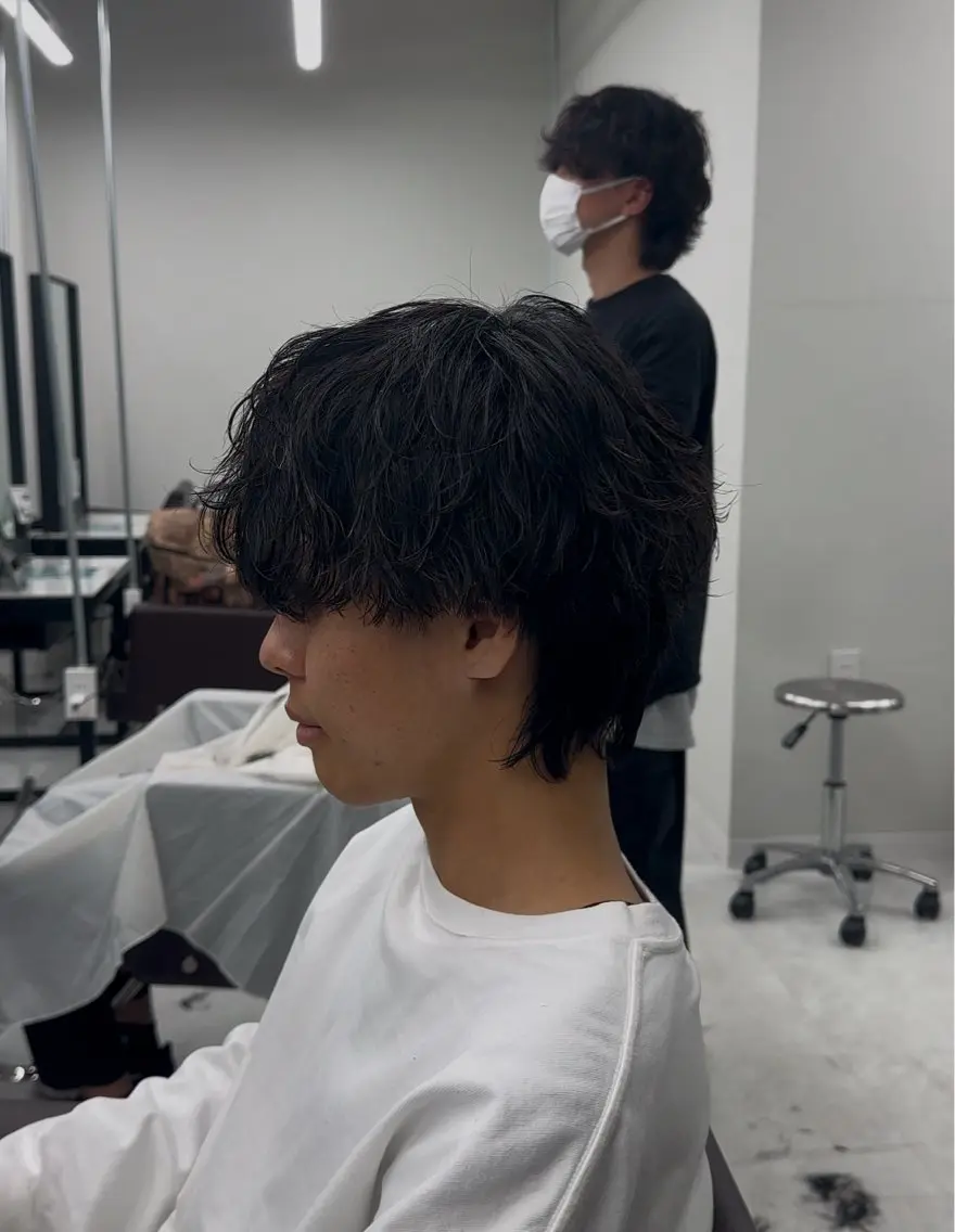 パーマ メンズ カット パーマ ニュアンス/フェザー /ウルフ/伶馬のヘアスタイル
