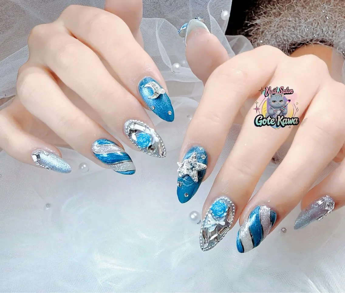 ネイル アートネイル 長さ出し キラキラネイル ピンク リボン ハンドネイル ハンドケア Gote Kawa nail salonのネイルデザイン