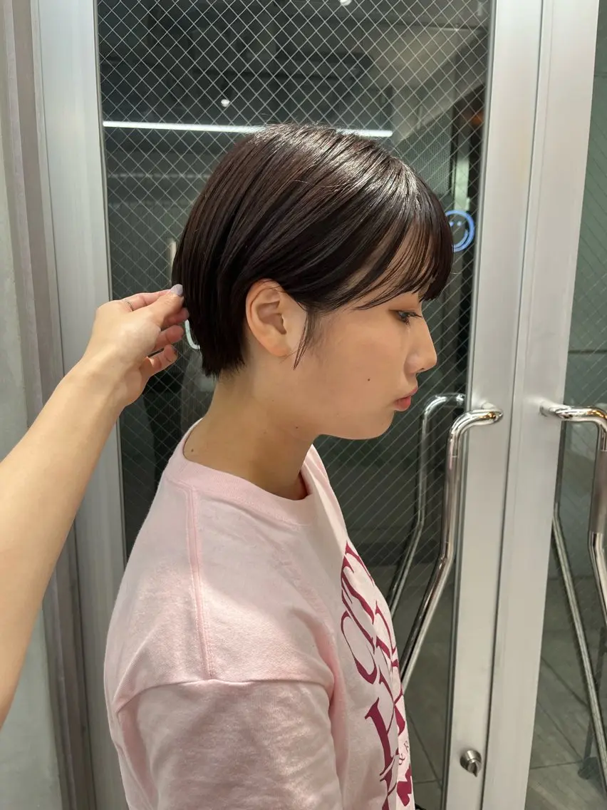 ショート 縮毛矯正ボブ&顔まわ レイヤー♡TOMOEのヘアスタイル