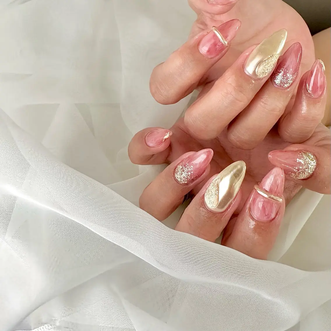 ロング ハンドネイル gypsophila 野村のネイルデザイン