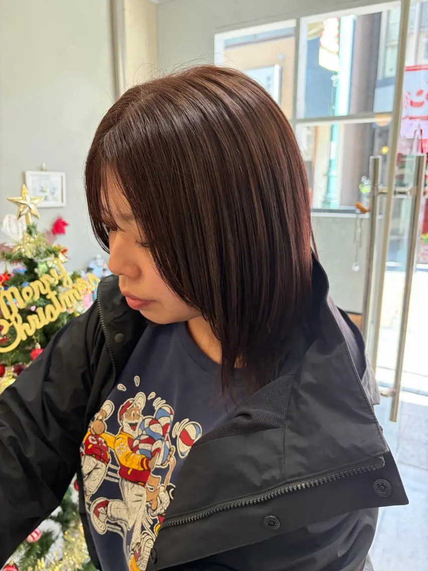 ミディアム カット ヘアカラー トリートメント ハイレート🤍🫧 池田のヘアスタイル