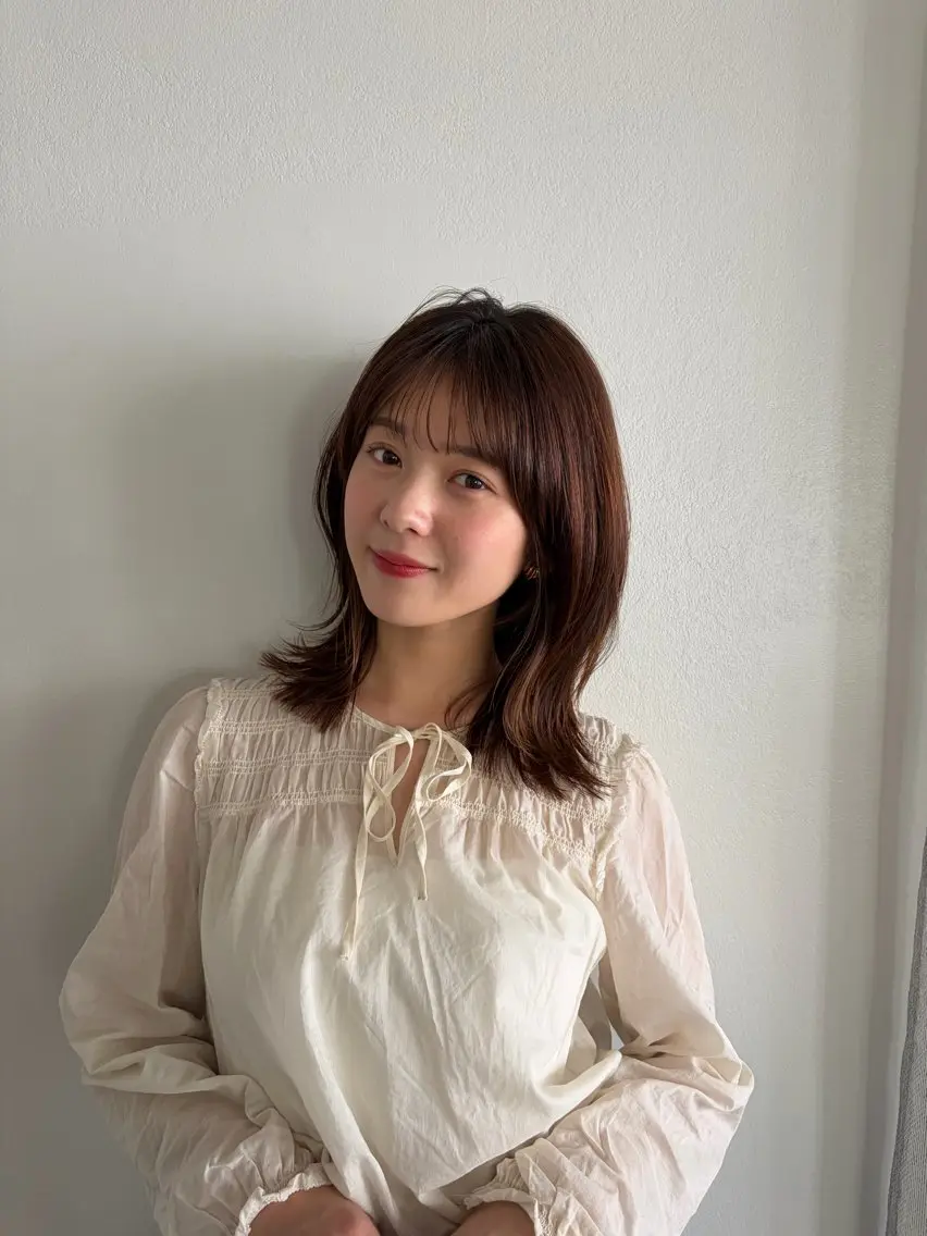 ミディアム カラー カット ヘアカラー トリートメント 艶カラー/レイヤー/ 似合せ/ Fureaのヘアスタイル