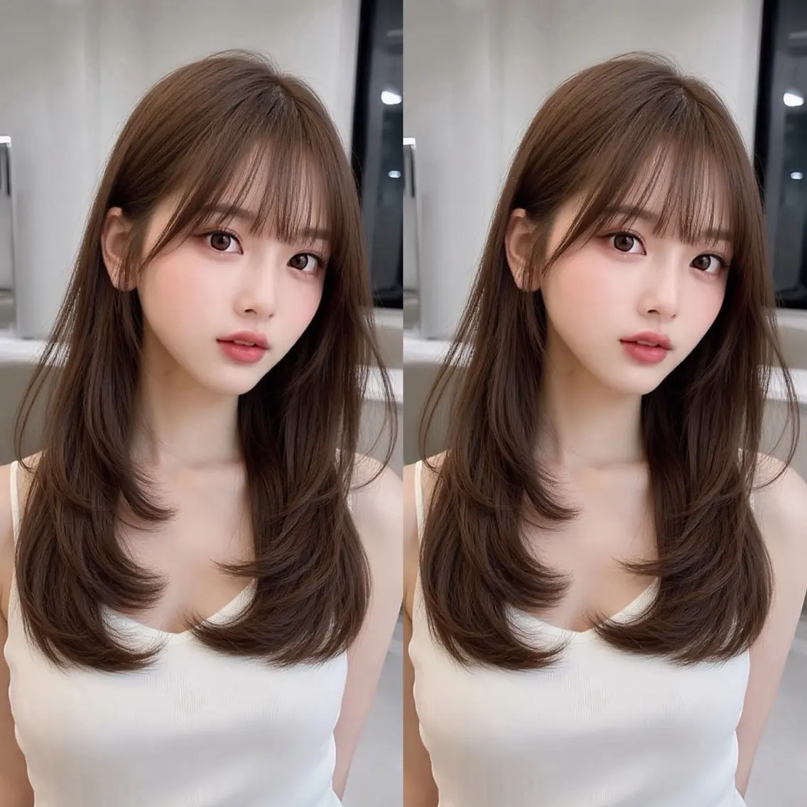 セミロング 簡単ワンカールレイ ヤーカット清水隆央のヘアスタイル