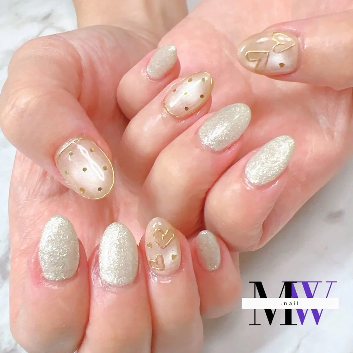 ネイル アートネイル ハート マグネットネイル ハンドネイル MW .nailのネイルデザイン