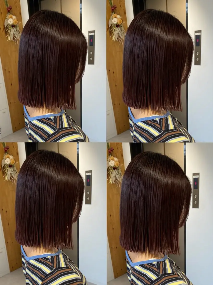 ショート カラー ボルドーカラー カット ヘアカラー トリートメント fier_umeda 梨花 rifaのヘアスタイル