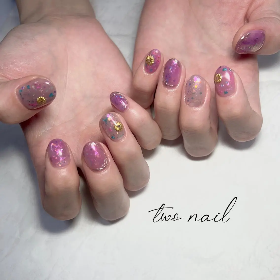 ネイル アートネイル フットネイル ハート ニュアンスネイル ホワイト two nailのネイルデザイン