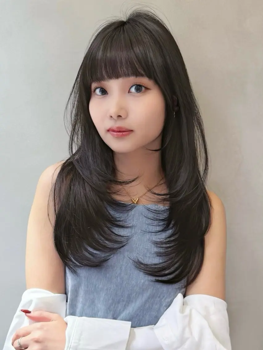 ロング カラー 韓国風ヘア レイヤーカット レイヤーカット、ボブ GLROWのヘアスタイル