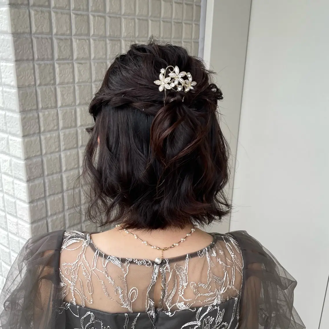 ヘアアレンジ ハーフアップ ヘアセット 銀座：似合わせカラー オリーブ🫒アレンジのヘアスタイル