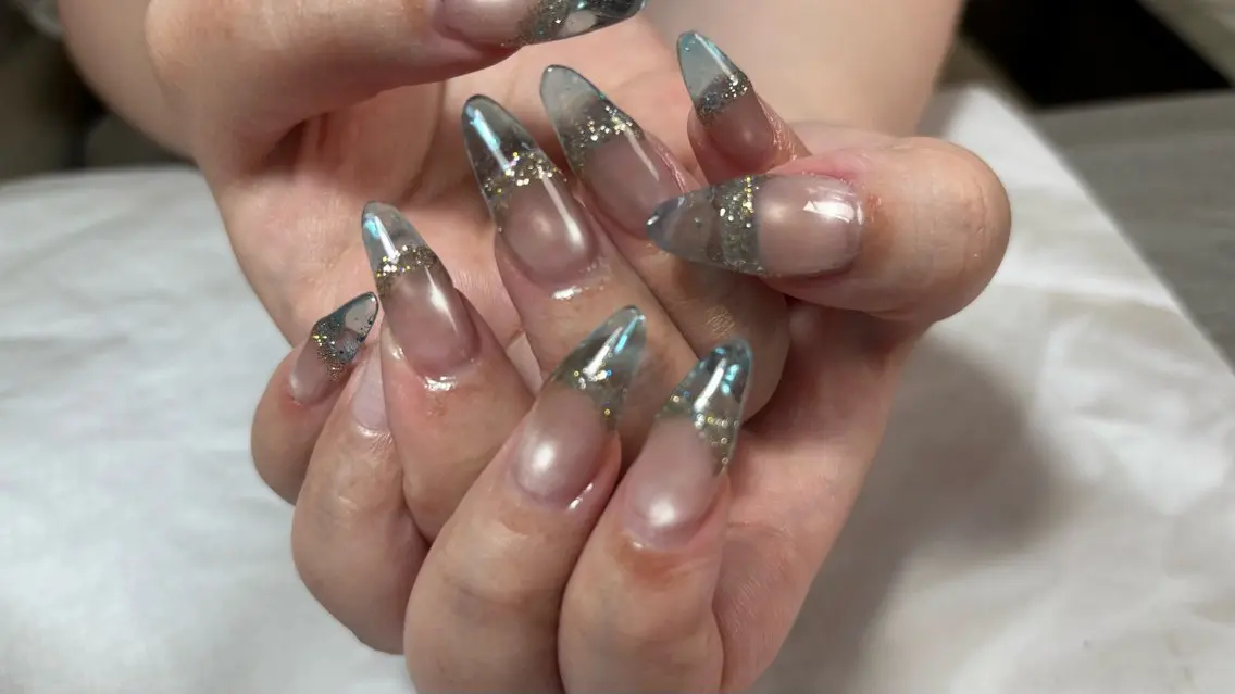 ネイル ブルー クリアネイル Nail lienのネイルデザイン