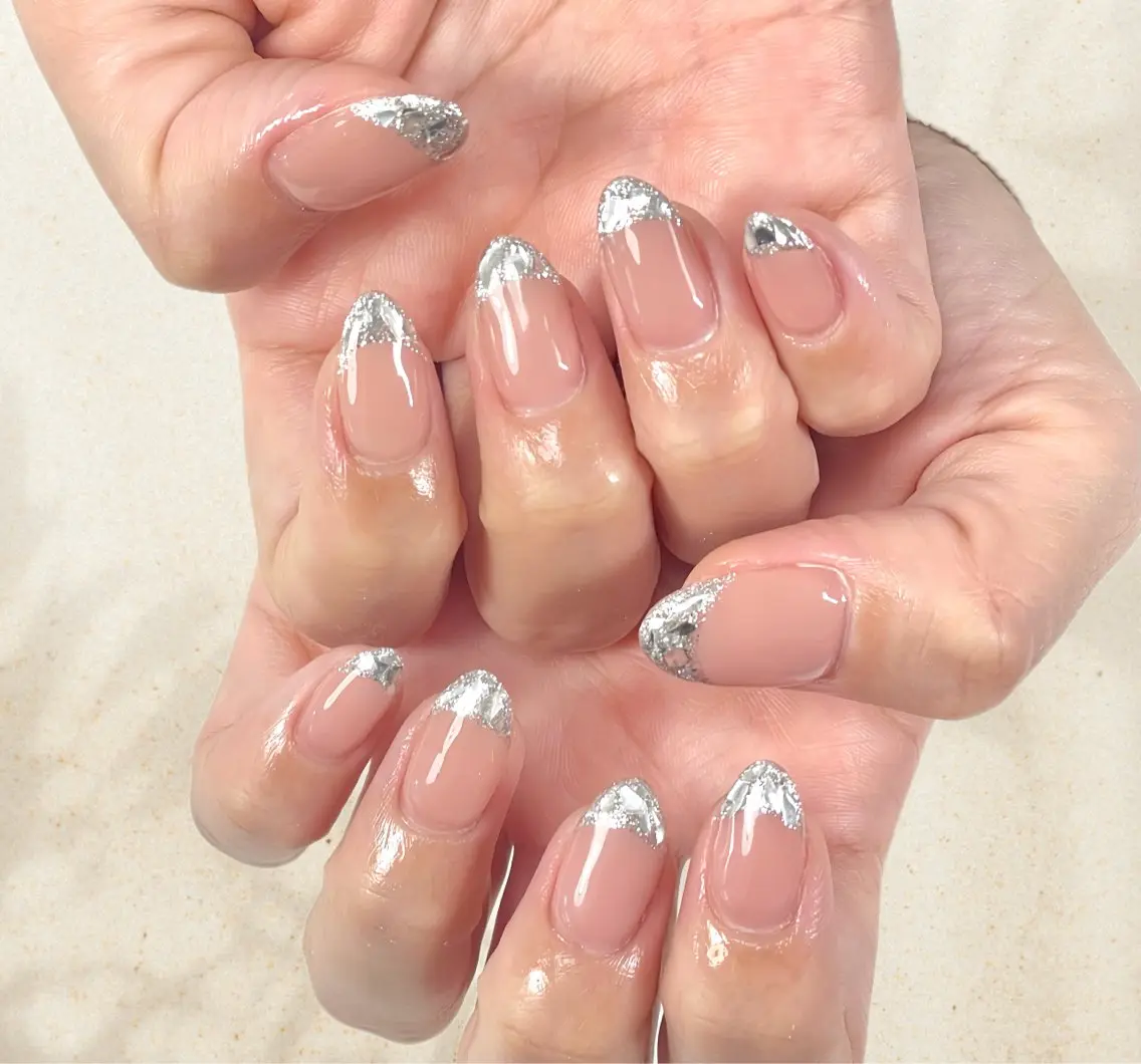 ネイル フレンチネイル ガラスフレンチ en liのネイルデザイン