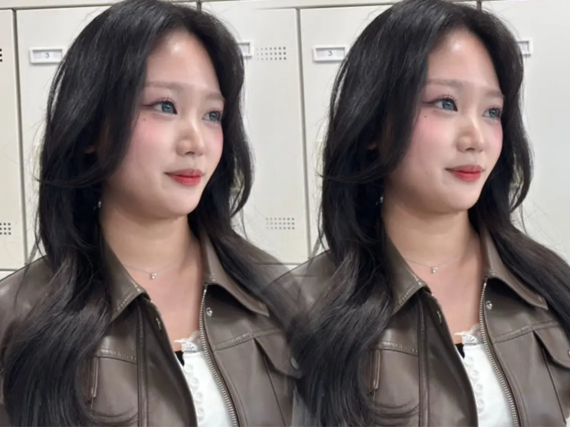 ロング 韓国風ヘア レイヤーカット 小顔カット カット ヘアカラー トリートメント 顔まわりレイヤー/諒 オリーブカラー/天神のヘアスタイル
