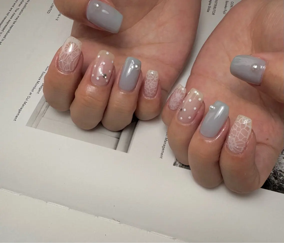 ネイル ドット レース 白日-hakubi nail-のネイルデザイン