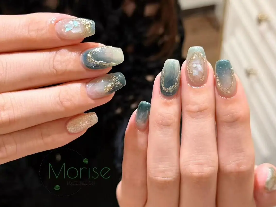 ネイル チークネイル 長さ出し フラッシュネイル フレンチネイル ガラスフレンチ ハンドネイル ハンドケア MoriseNail 表参道店のネイルデザイン