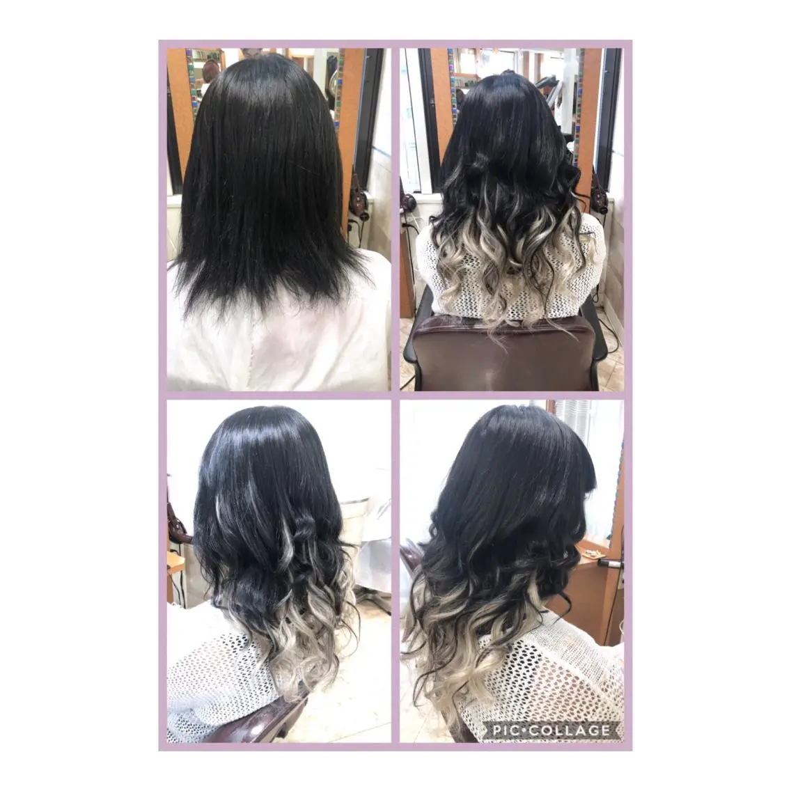 セミロング カラー バレイヤージュ ベージュカラー ブリーチ ダークグレー エクステ 100%髪質改善特化 TRUNSのヘアスタイル