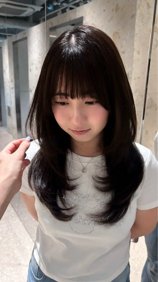 セミロング レイヤーカット カット ヘアカラー 韓国レイヤー/垢 抜けカラー/KANAのヘアスタイル