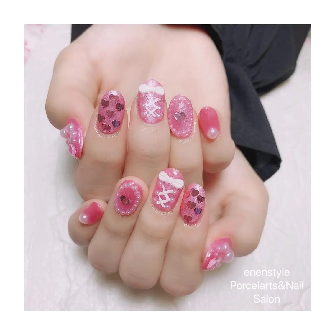 ミディアム ネイル ハンドネイル 🐾enen style 🐾のネイルデザイン