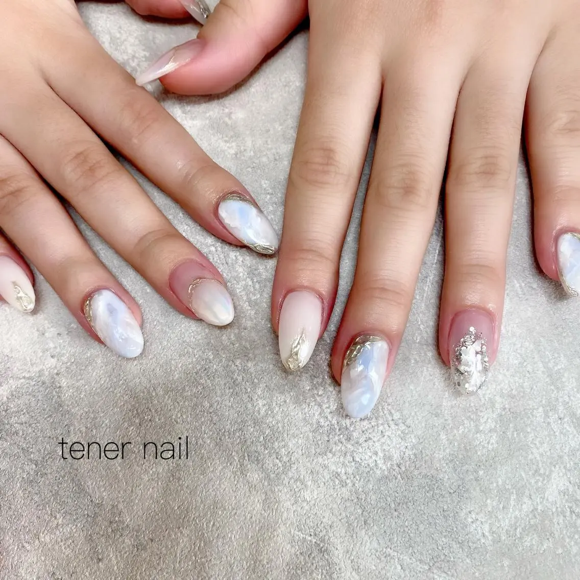 ネイル 大理石ネイル(マーブル) ホワイト テネルネイル tener nailのネイルデザイン