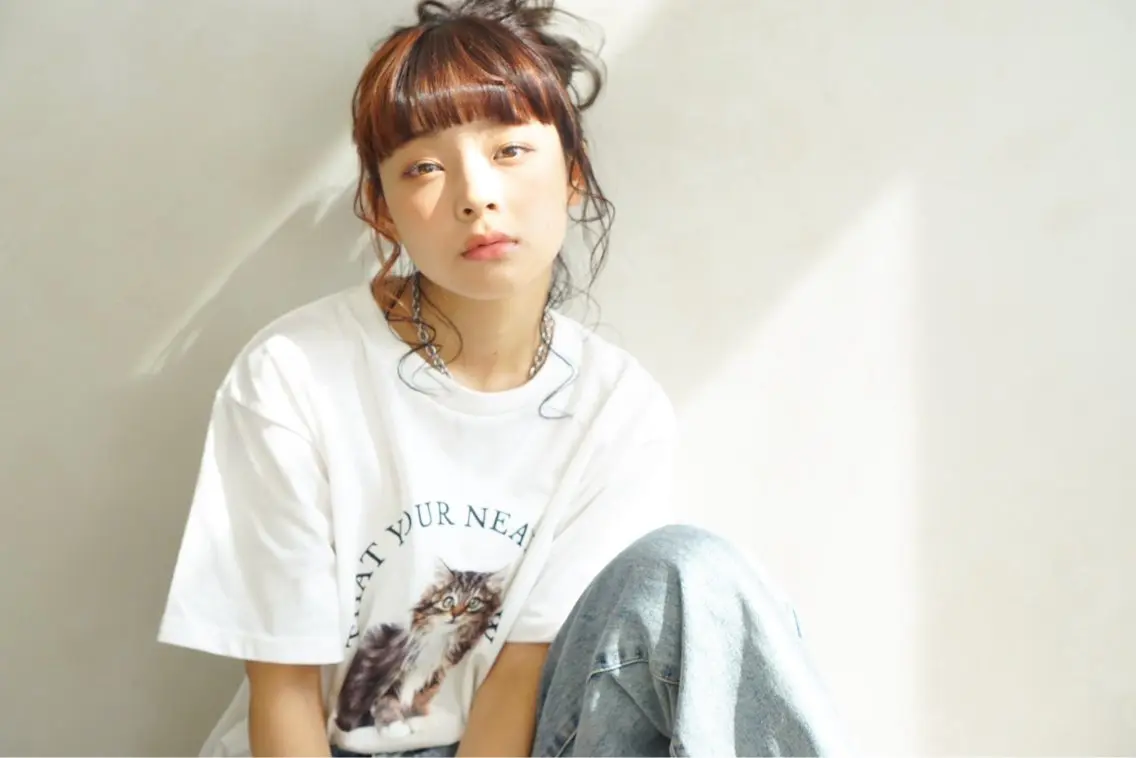 ミディアム カラー ヘアアレンジ 濱本 栞名のヘアスタイル