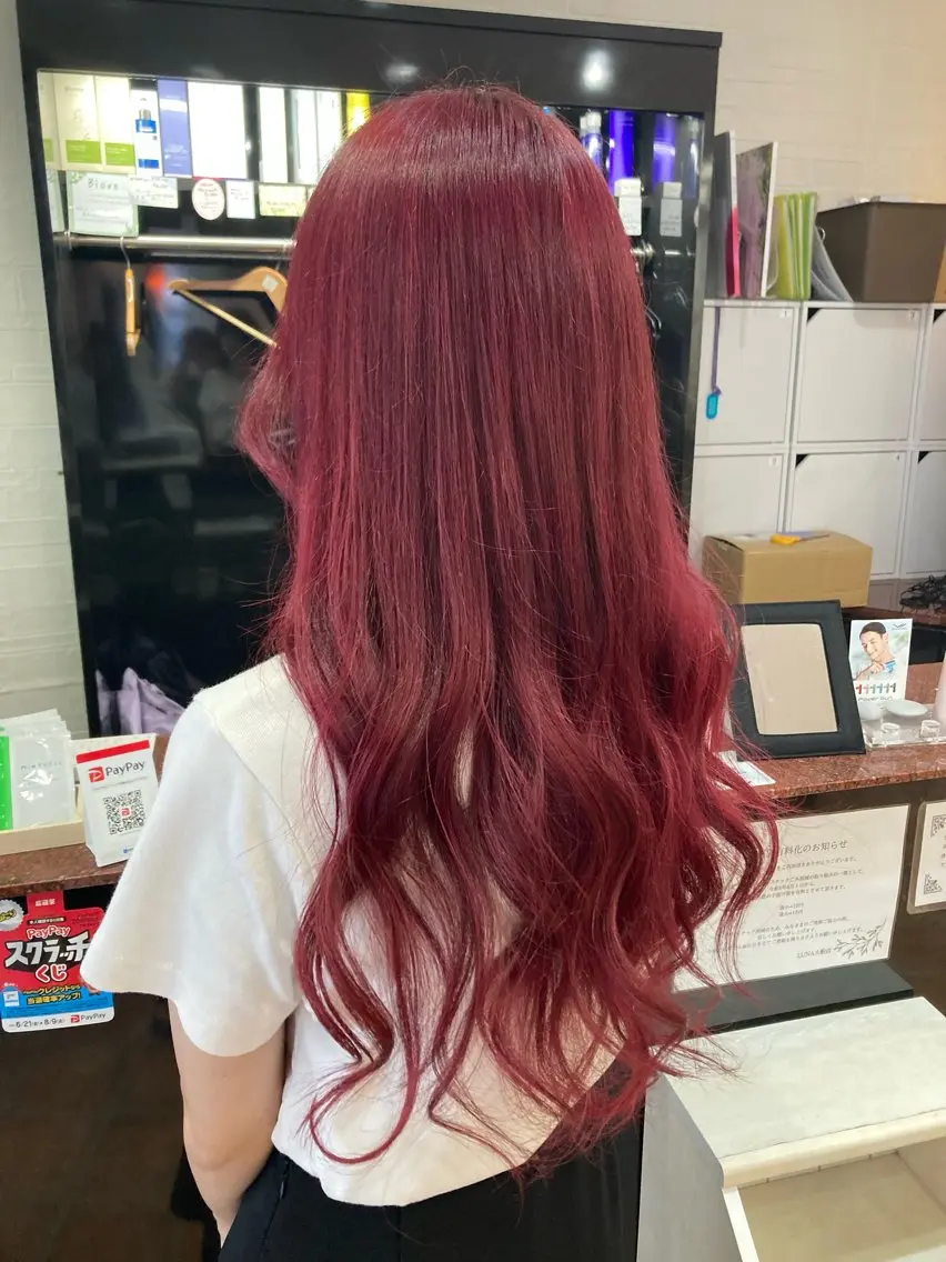ロング カラー ヘアアレンジ ブリーチ ピンクカラー ヘアカラー トリートメント 縮毛矯正/ /関内/あべももこのヘアスタイル