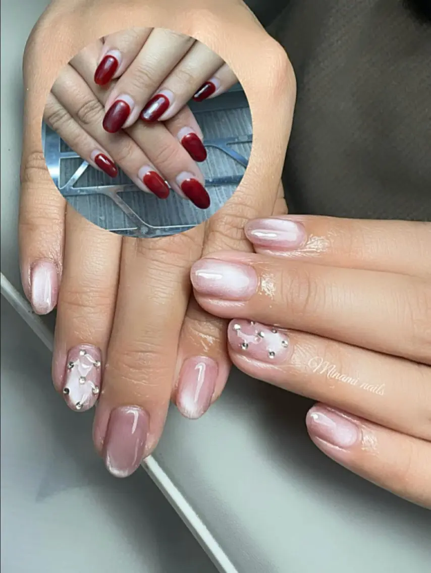 ネイル アートネイル オーロラネイル ガーリー キラキラネイル 韓国ネイル Minami Nailsのネイルデザイン