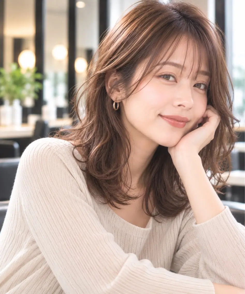 ミディアム カット パーマ トリートメント 西山竜一 /垢抜け大人髪のヘアスタイル