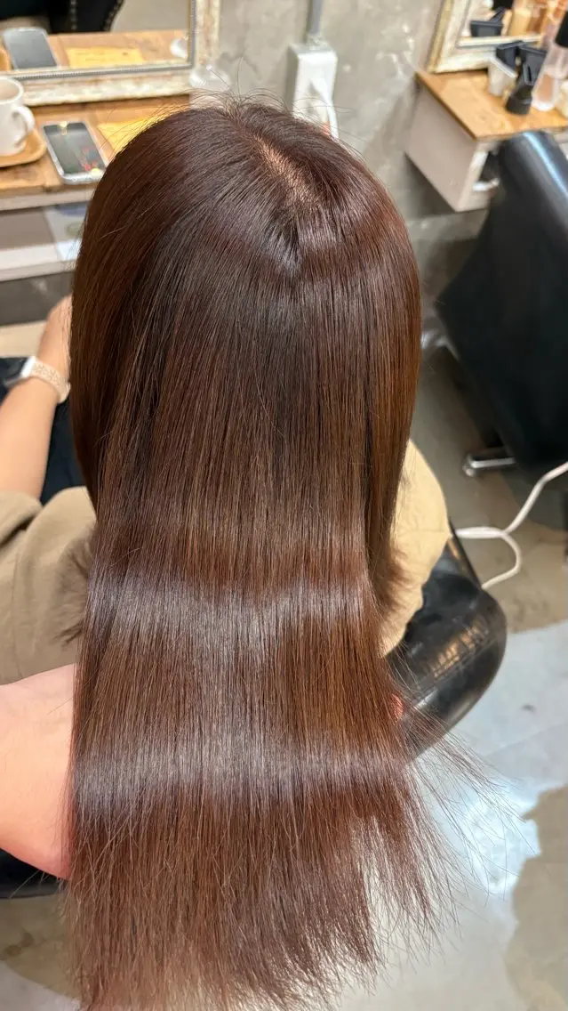 ミディアム カット 縮毛矯正 トリートメント 村田 颯将のヘアスタイル