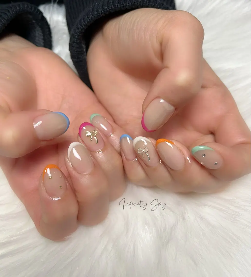 ネイル フレンチネイル 春ネイル infinity skyのネイルデザイン