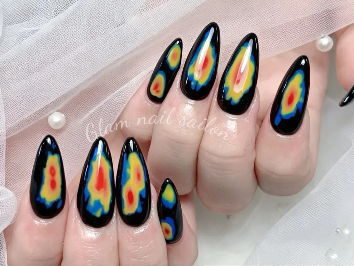 ネイル ハンドネイル エツメ💅 長さ出し🎀デザインのネイルデザイン