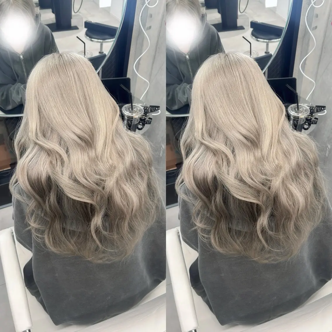 ロング カラー ブリーチ 透明感カラー シルバー ホワイトシルバー ヘアカラー トリートメント ヘアセット ゆうさ ❥ 髪質改善 似合わせカットのヘアスタイル