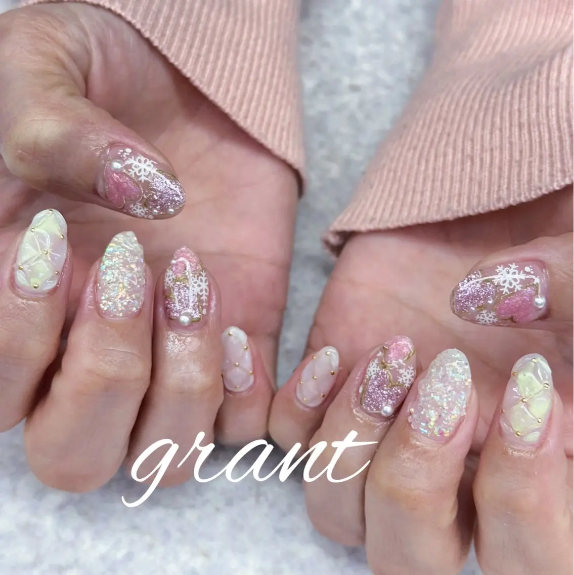 ネイル マグネットネイル 冬ネイル ハンドネイル nailsalon grantのネイルデザイン