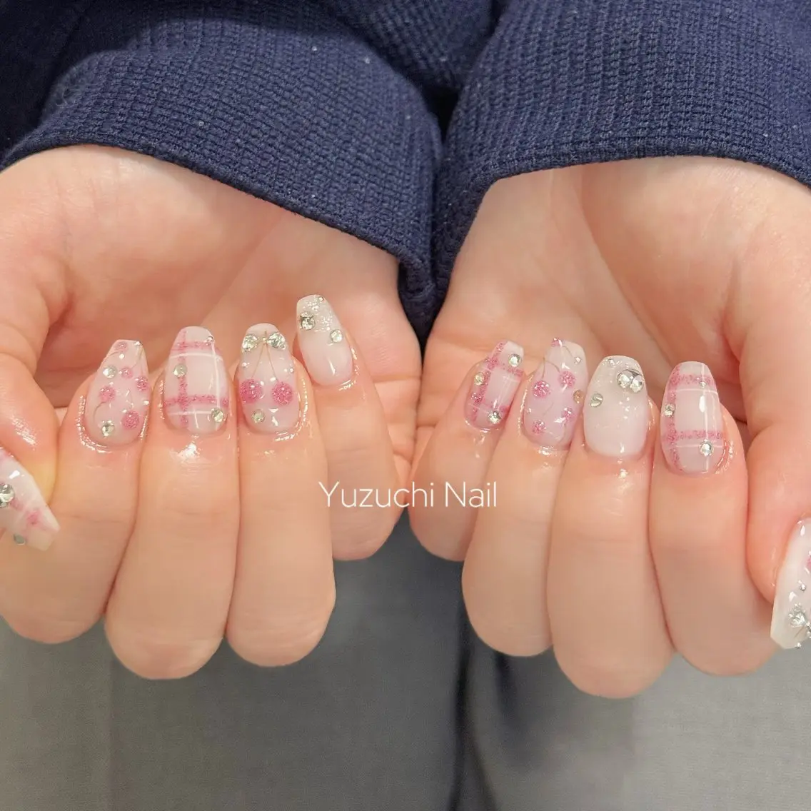 ネイル 長さ出し キラキラネイル ハンドネイル Yuzuchi Nailのネイルデザイン