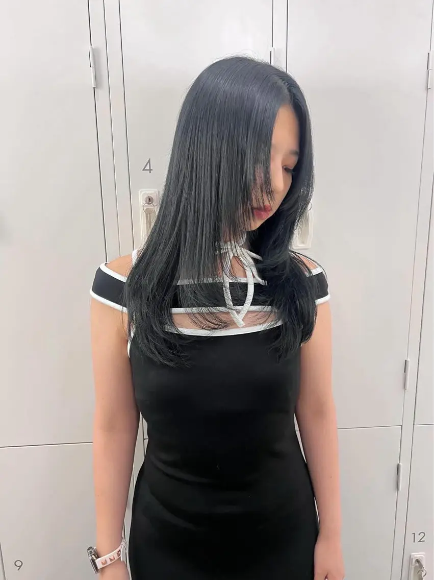 ロング カラー 黒髪 ブルーカラー ブルーブラック 新宿❤︎ヘアセット ♡YUME🍀のヘアスタイル