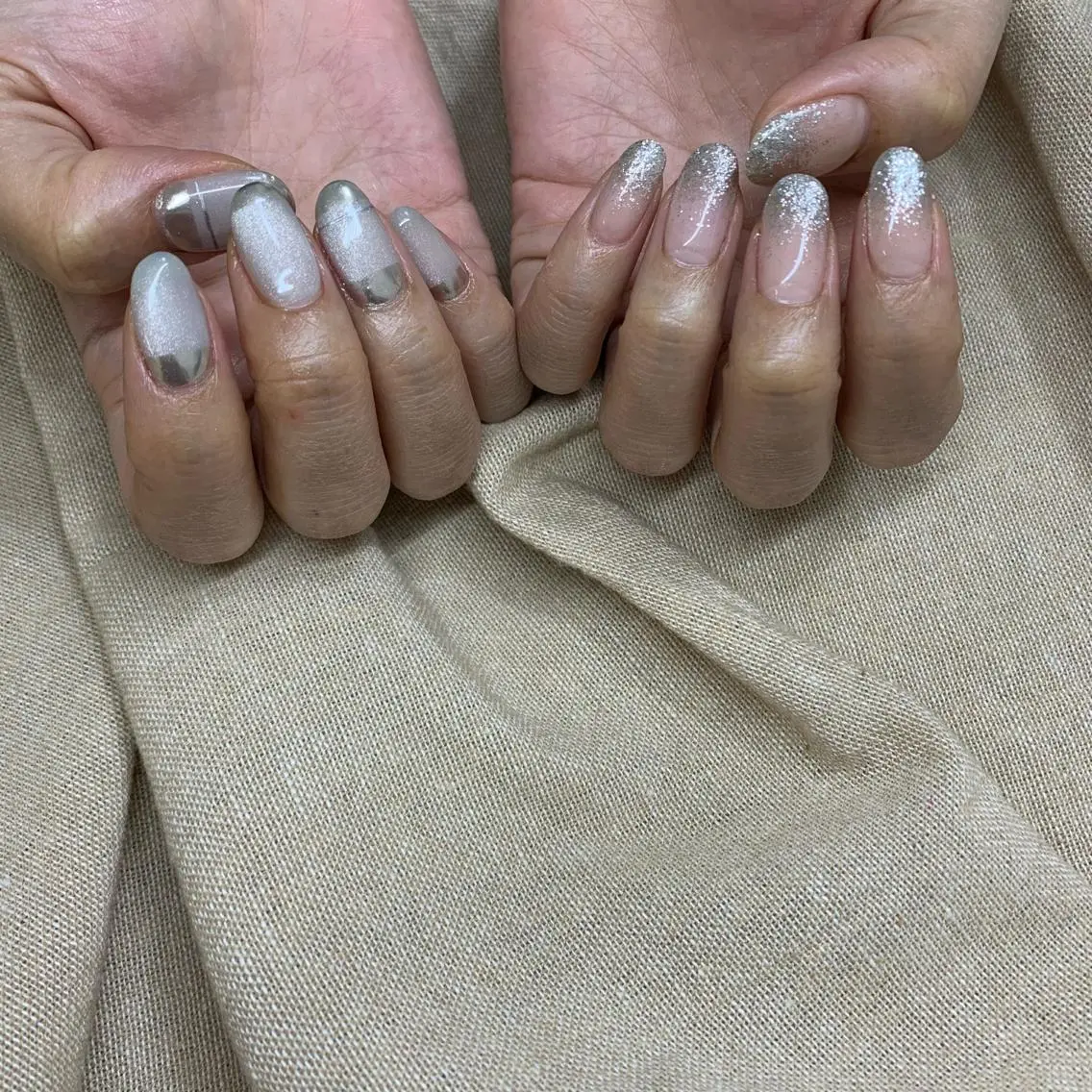 ネイル ラメ(グリッター) ラメグラデーション マグネットネイル ミラーネイル ニュアンスネイル . SHIORIのネイルデザイン
