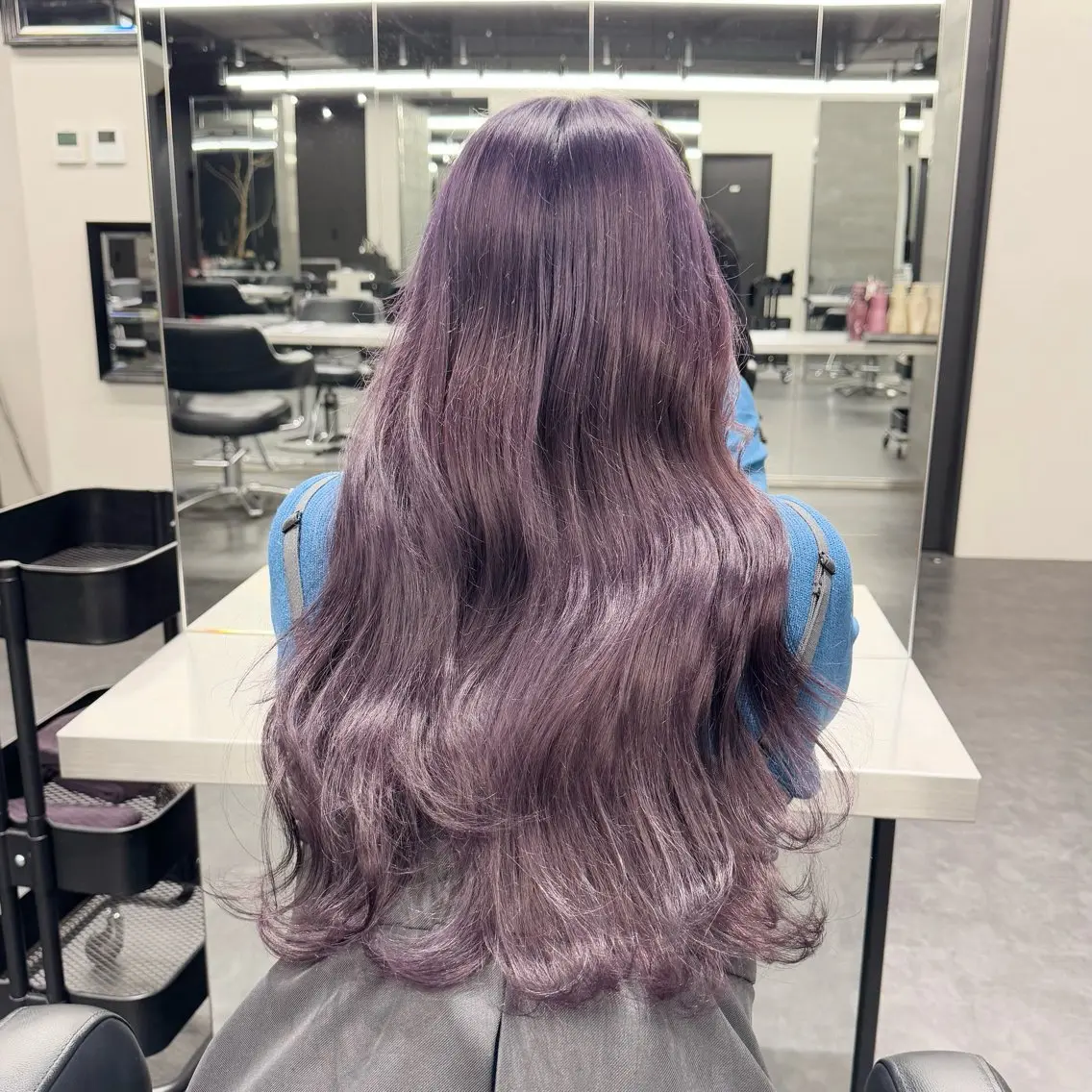 ロング カラー ブリーチ パープルカラー ヘアカラー トリートメント 透明感カラー🤍/ 韓国ヘア🎀めいのヘアスタイル