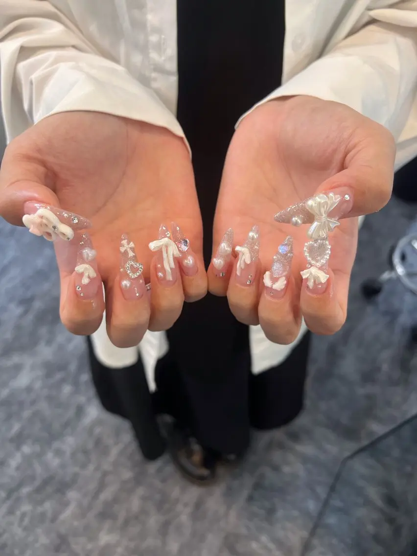 ネイル オーロラネイル ボルドー ブラウン 氷ネイル・うるうるネイル キラキラネイル ハンドネイル Sora  Nail 長さ出し専門店のネイルデザイン