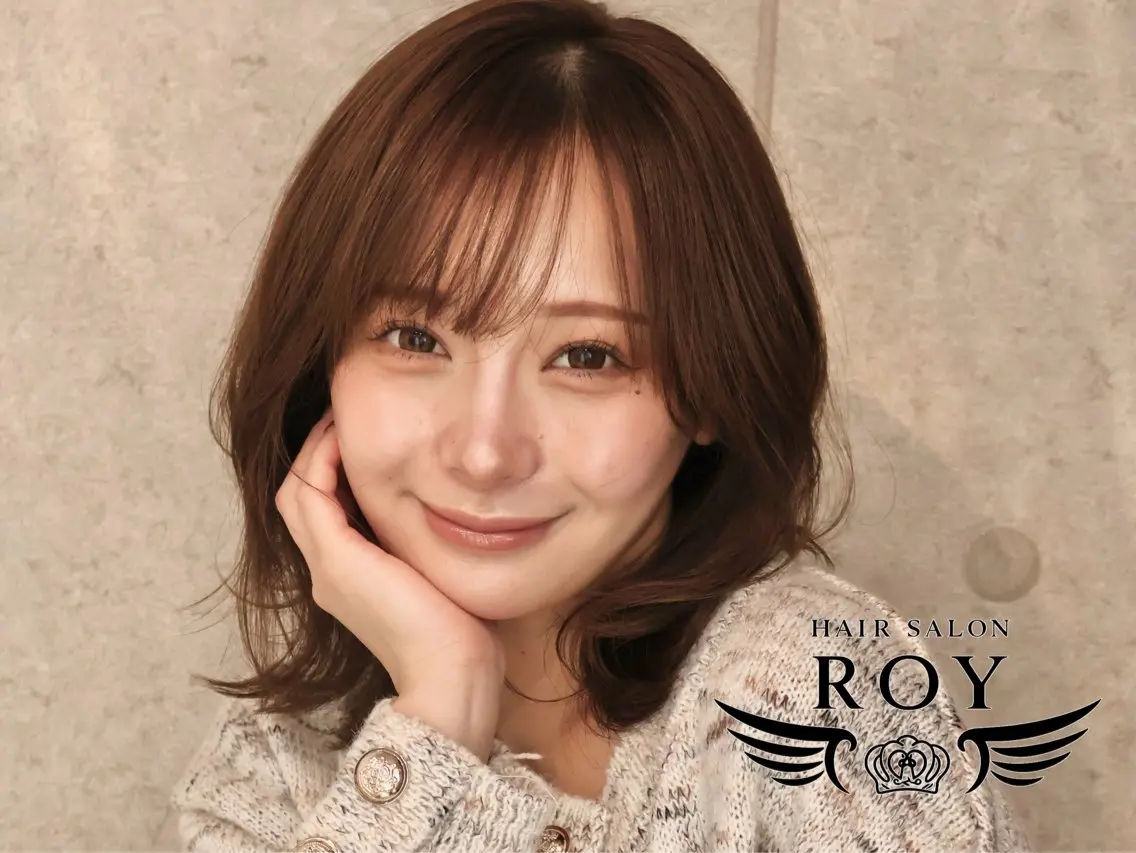 ミディアム カラー 顔周りカット レイヤーカット 縮毛矯正/パーマ TSUBASAのヘアスタイル