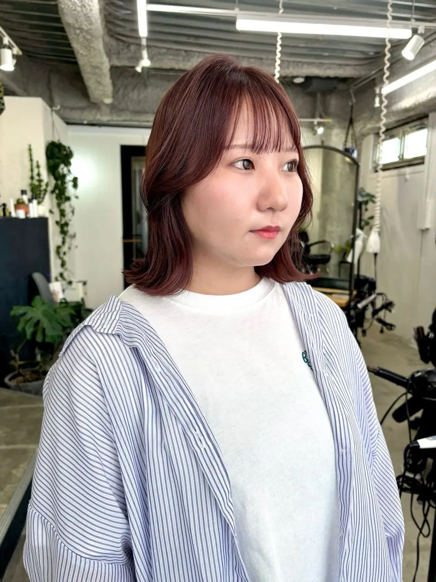 ミディアム カラー ベージュカラー ピンクカラー 暖色系特化さくら /福岡天神/レイヤーのヘアスタイル