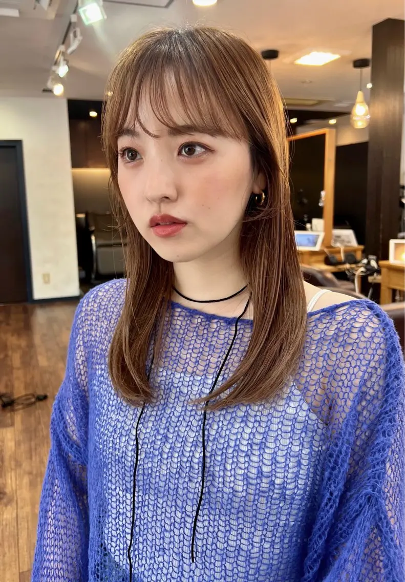 セミロング カラー ベージュカラー ブリーチ ブリーチなしカラー ヘアカラー 韓国ヘア 🎀華澄のヘアスタイル