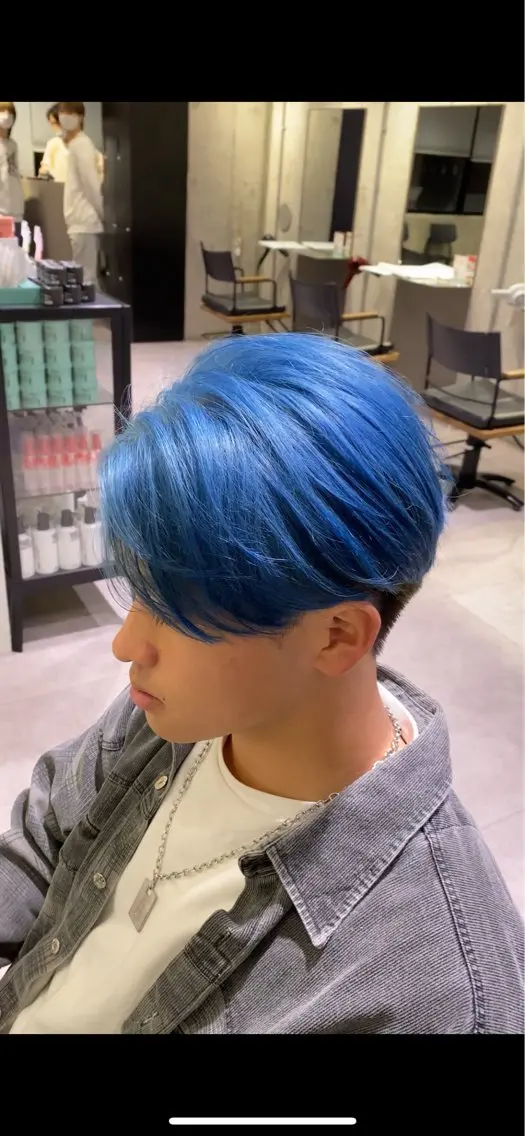 ショート カラー メンズ ブルーカラー カット ヘアカラー 【メンズカット】 富塚 瑠士のヘアスタイル