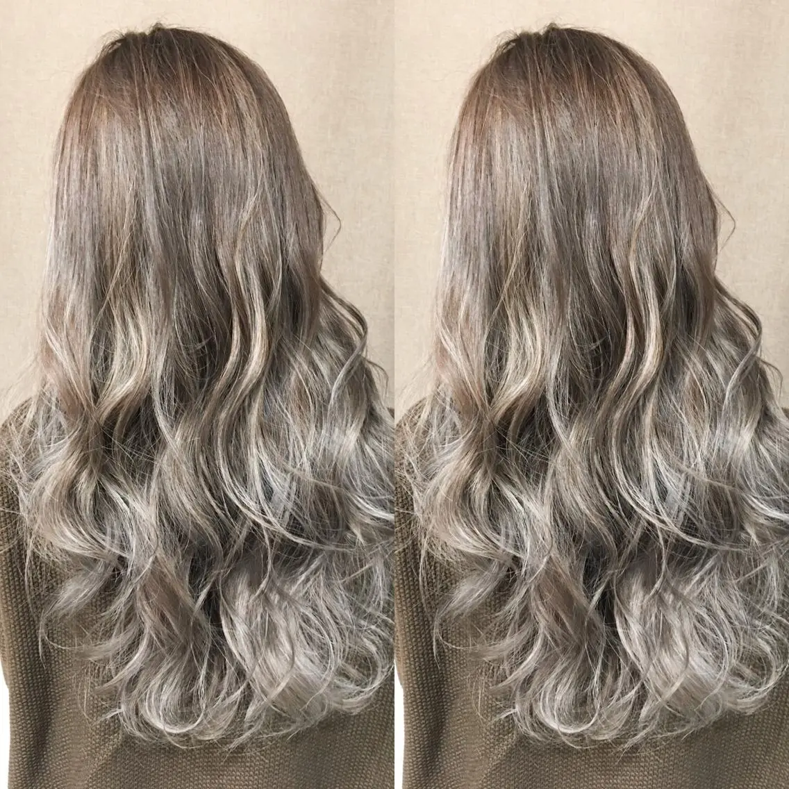 セミロング カラー ヘアアレンジ マツエク・マツパ ハイライトカラー シルバー ハイライト 井上 一平のヘアスタイル