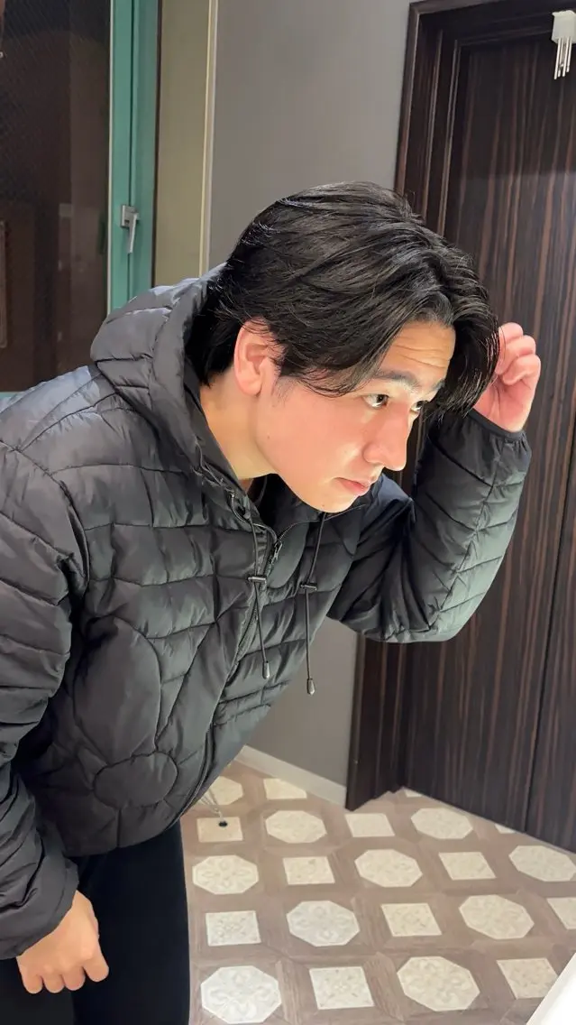 メンズ メンズブリーチ メンズ韓国風 カット ヘアカラー トリートメント 顔まわりレイヤー/諒 オリーブカラー/天神のヘアスタイル