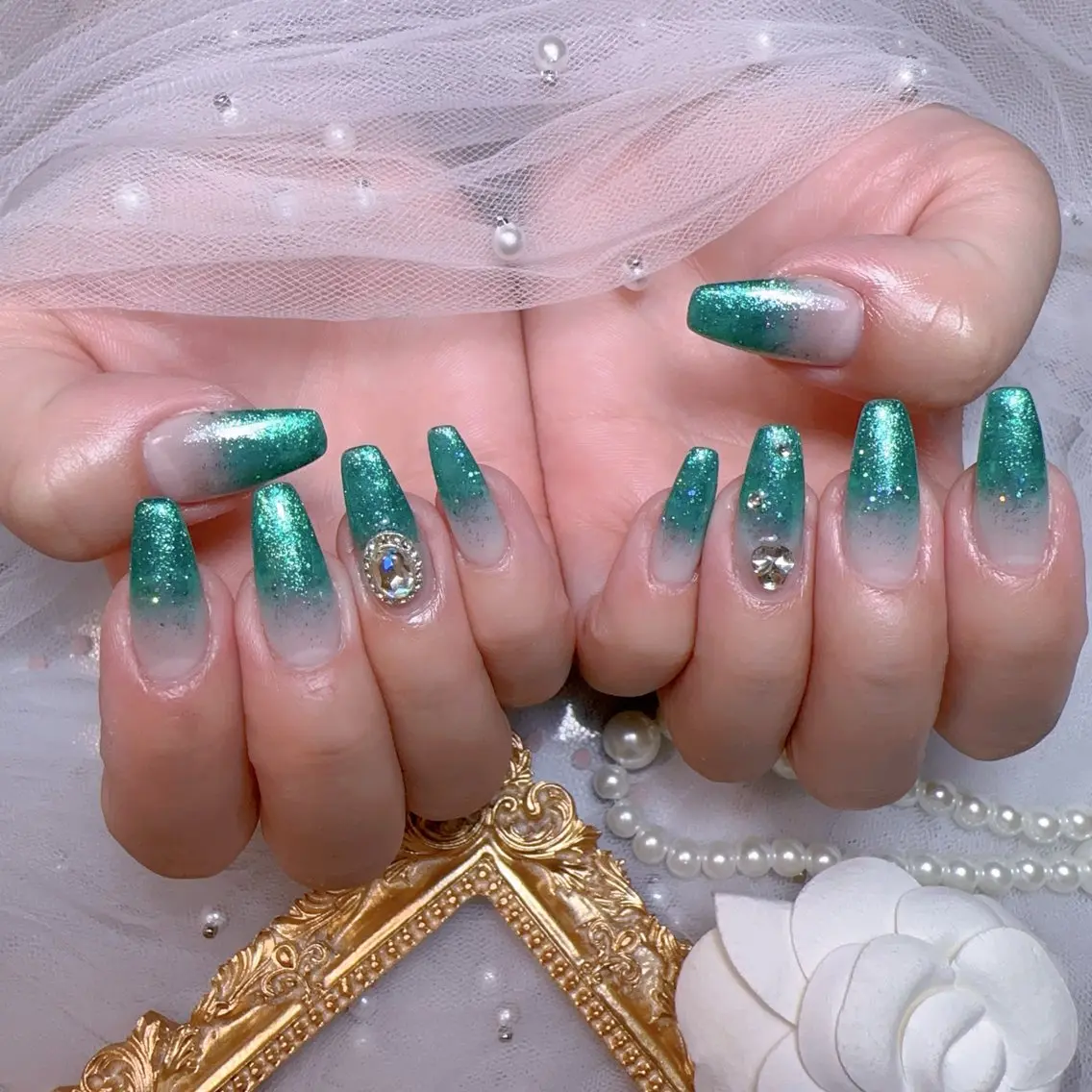 ネイル オーロラネイル フットネイル 韓国ネイル ラメ(グリッター) ラメグラデーション ハンドネイル Belle nail salon 新小岩のネイルデザイン